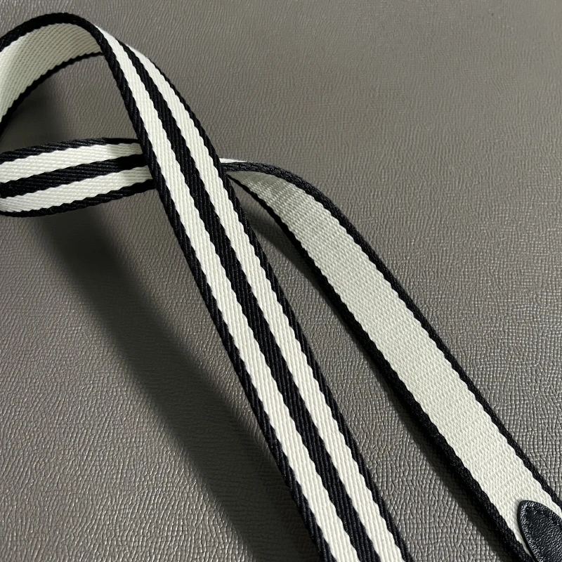 New 2.5cm Wide Top Grain Leather Genuine Leather Material Colorful Striped Canvas Strap Shoulder Strap Suitable For Kelly Bag