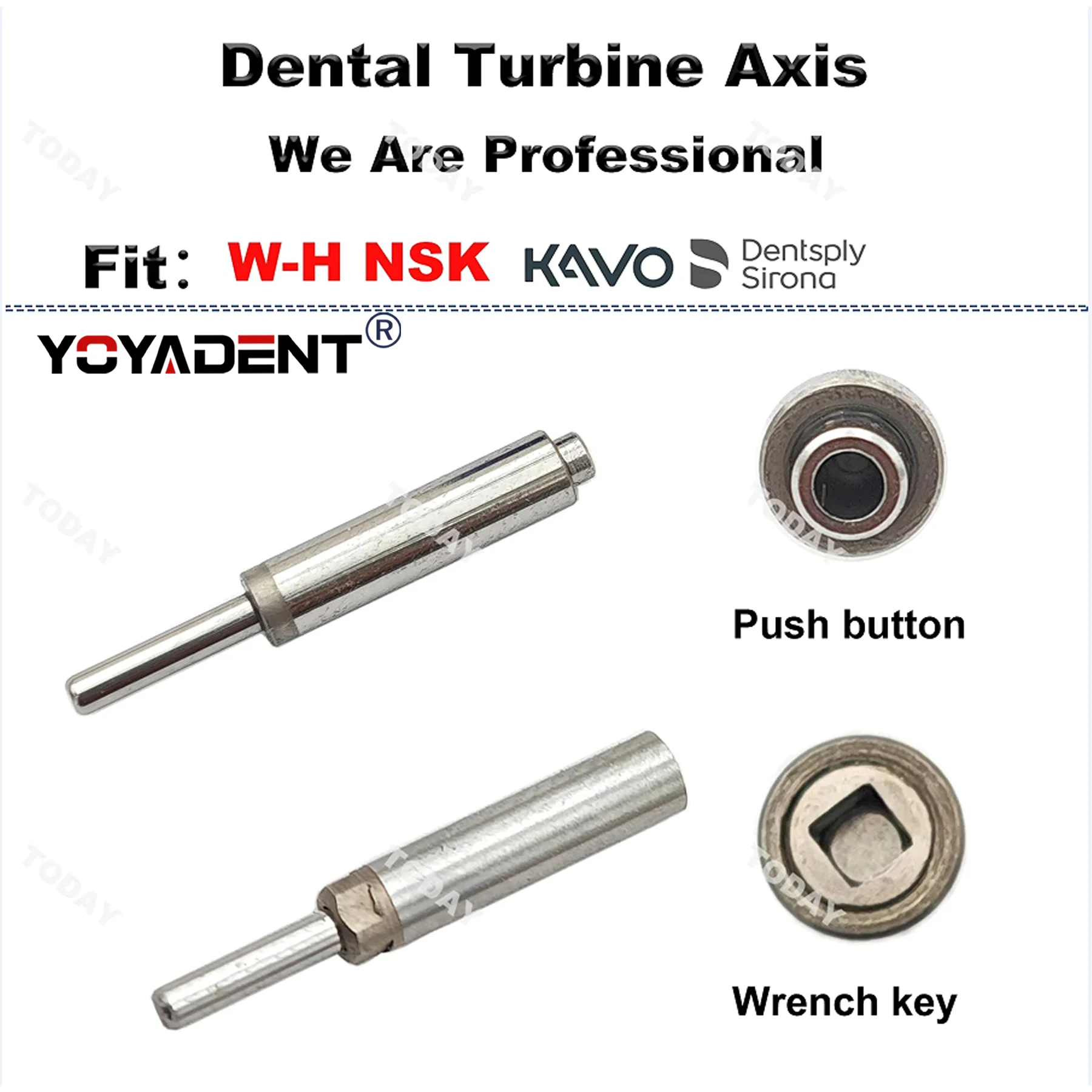 

YOYADENT 5Pcs Dental Turbine Spindle Top Grade Push Button/Wrench Key Axis Wrench Shaft For NSK KAVO Sirona High-speed Handpiece