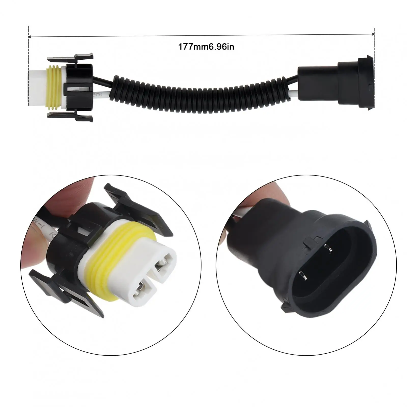 موصل تسخير للمصباح الأمامي ، موصل مقبس ذكر وأنثى ، H11 ، 12 فولت ، 5A ، 2 دبابيس