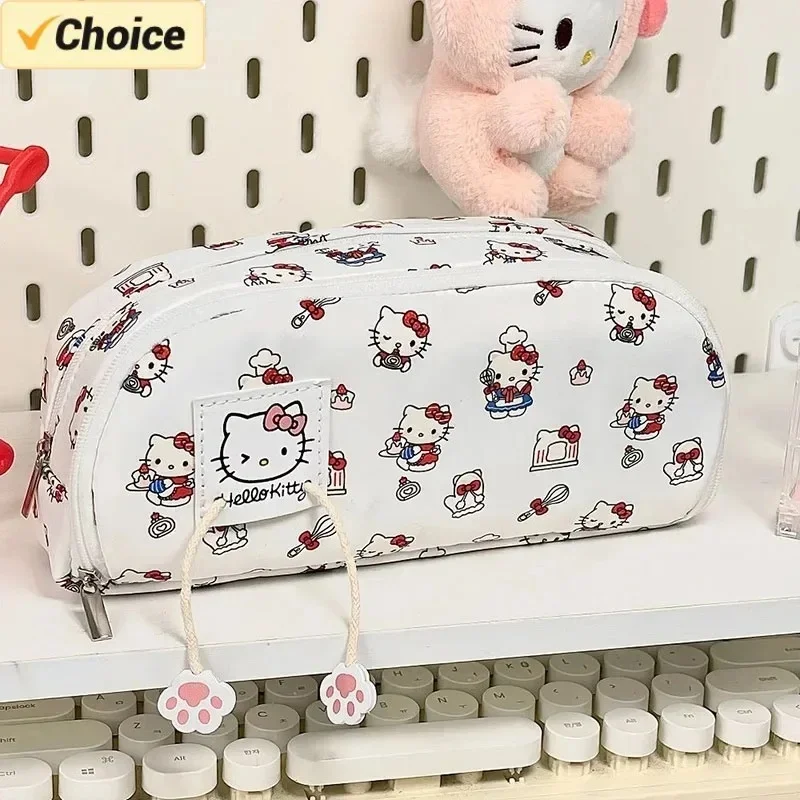 Sanrio Hello Kitty piórnik Anime Kawaii Pochacco dwuwarstwowa Penbag śliczna duża torba pojemność przechowywania kreskówka papeteria prezent