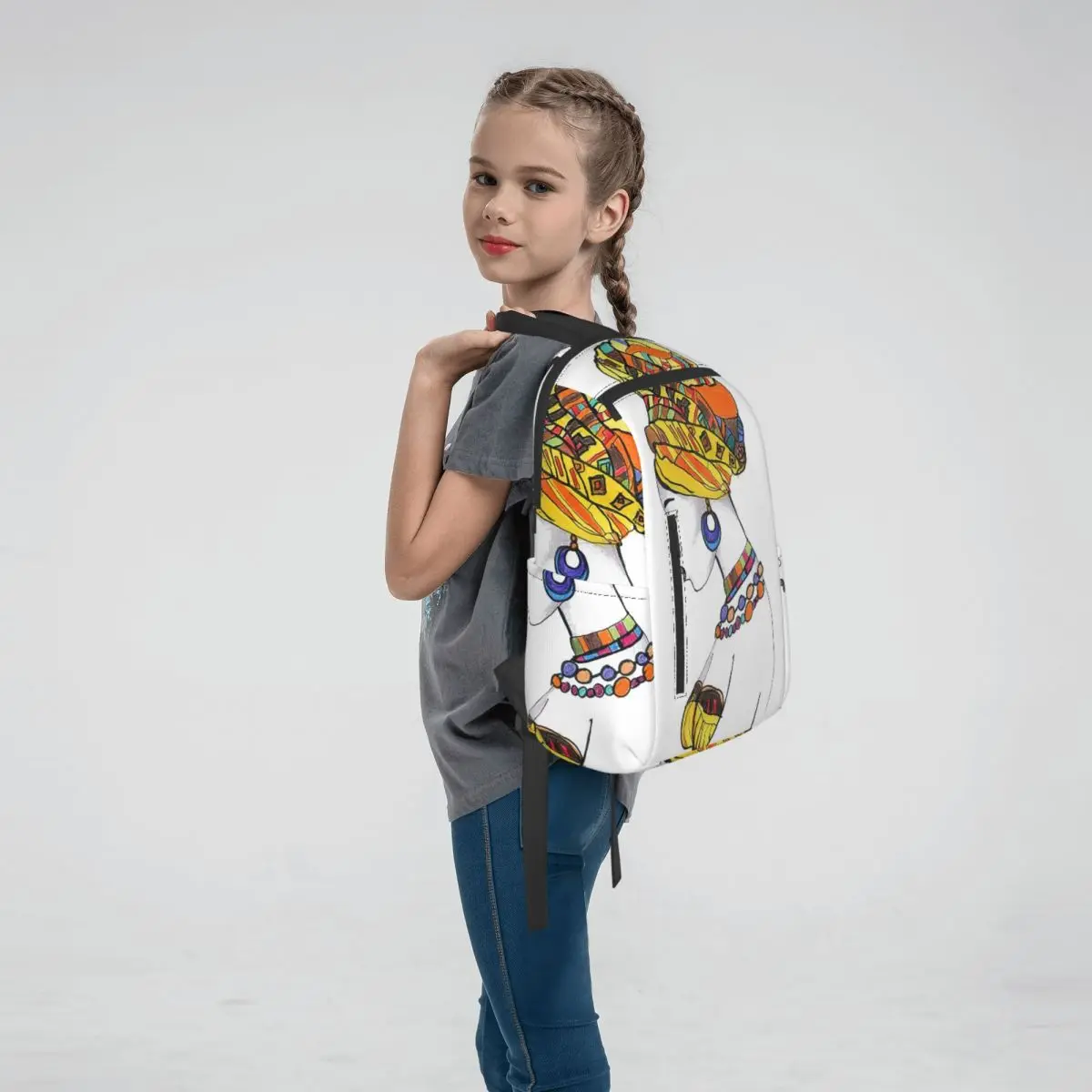 African Headwrap Woman Design Backpack Daypack Kids BookBag School Bag Shoulder Bags for Men Women