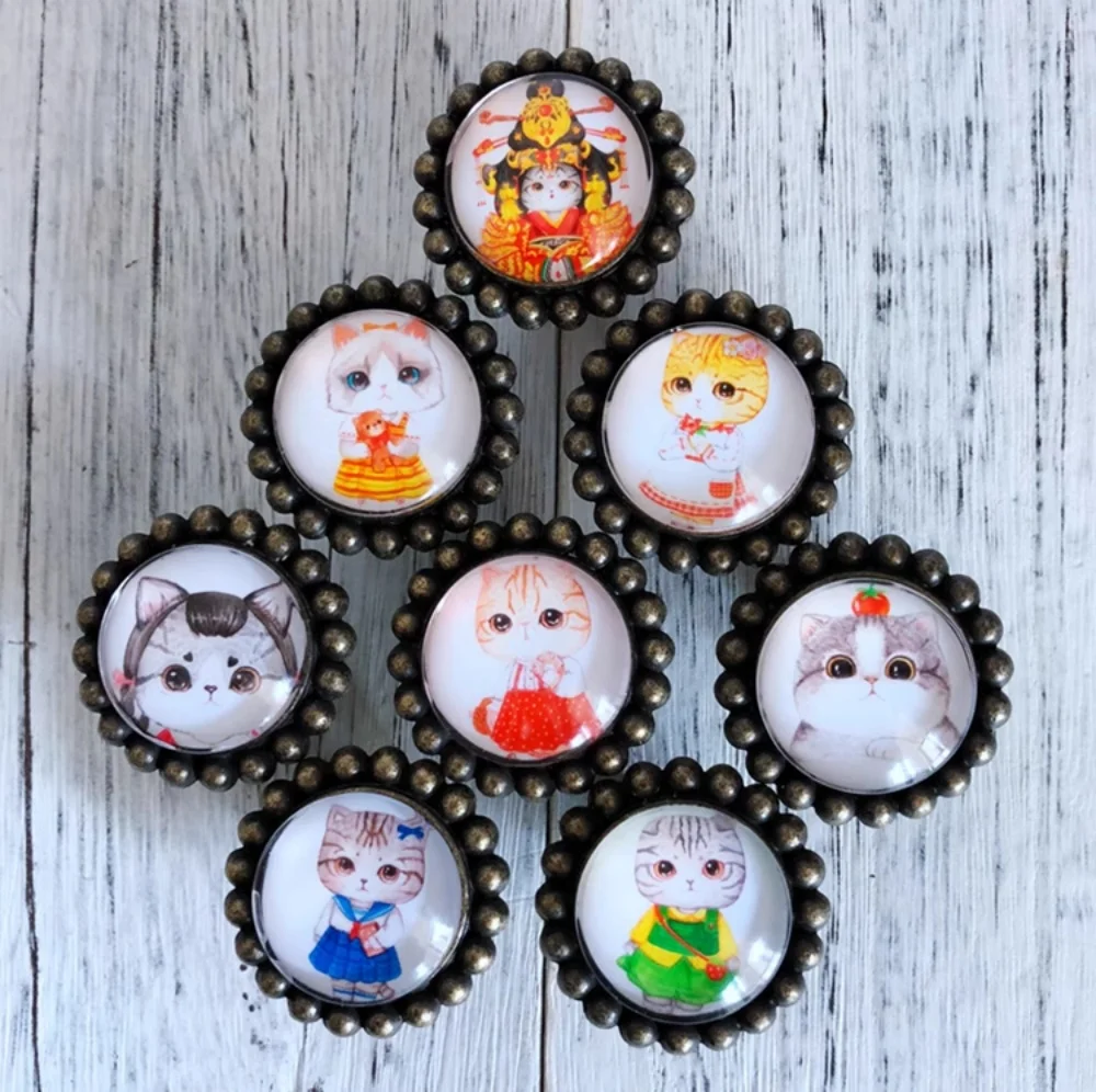 

Dia 42mm Retro Cartoon Cat Drawer Shoe Cabinet Dresser Wardrobe Cupboard Kitchen Cabient Door Hanndle Bronze Kids Furniture Knob