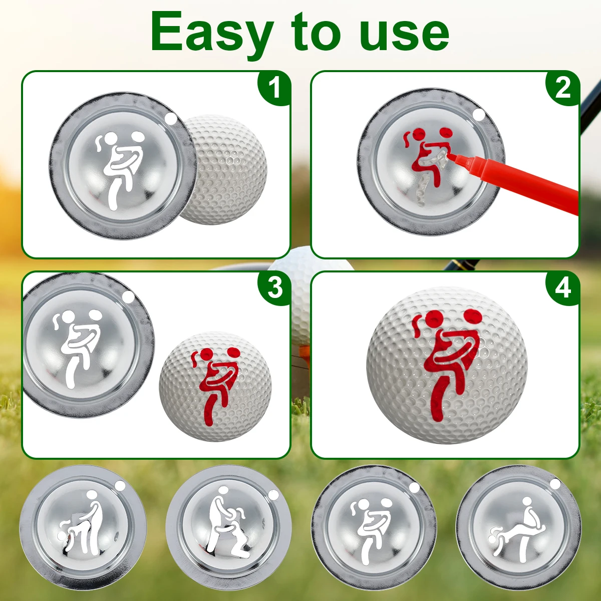 4 قطعة الإبداعية مضحك كرة جولف ماركر الاستنسل الفولاذ المقاوم للصدأ كرة جولف ماركر أداة مخصصة DIY بها بنفسك اكسسوارات لوازم الغولف