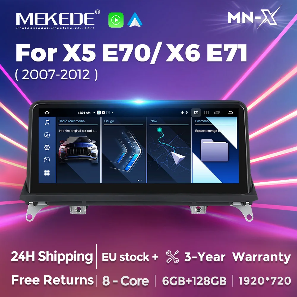 MEKEDE Wireless Carplay Android 14 Sistema di autoradio intelligente per BMW X5 E70 X6 E71 E72 CCC CIC Android Auto Radio GPS 4G DSP