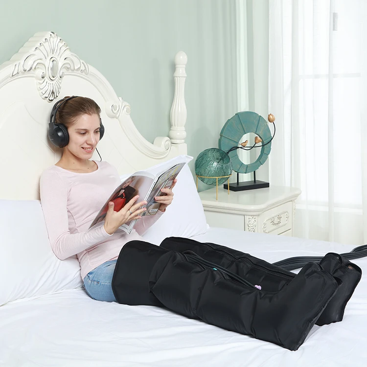 Air Compression Circulation Leg Massage Boots Pressotherapy Recovery Lymphatic Drainage Machine 4 Chamber Plug-In Timing Control