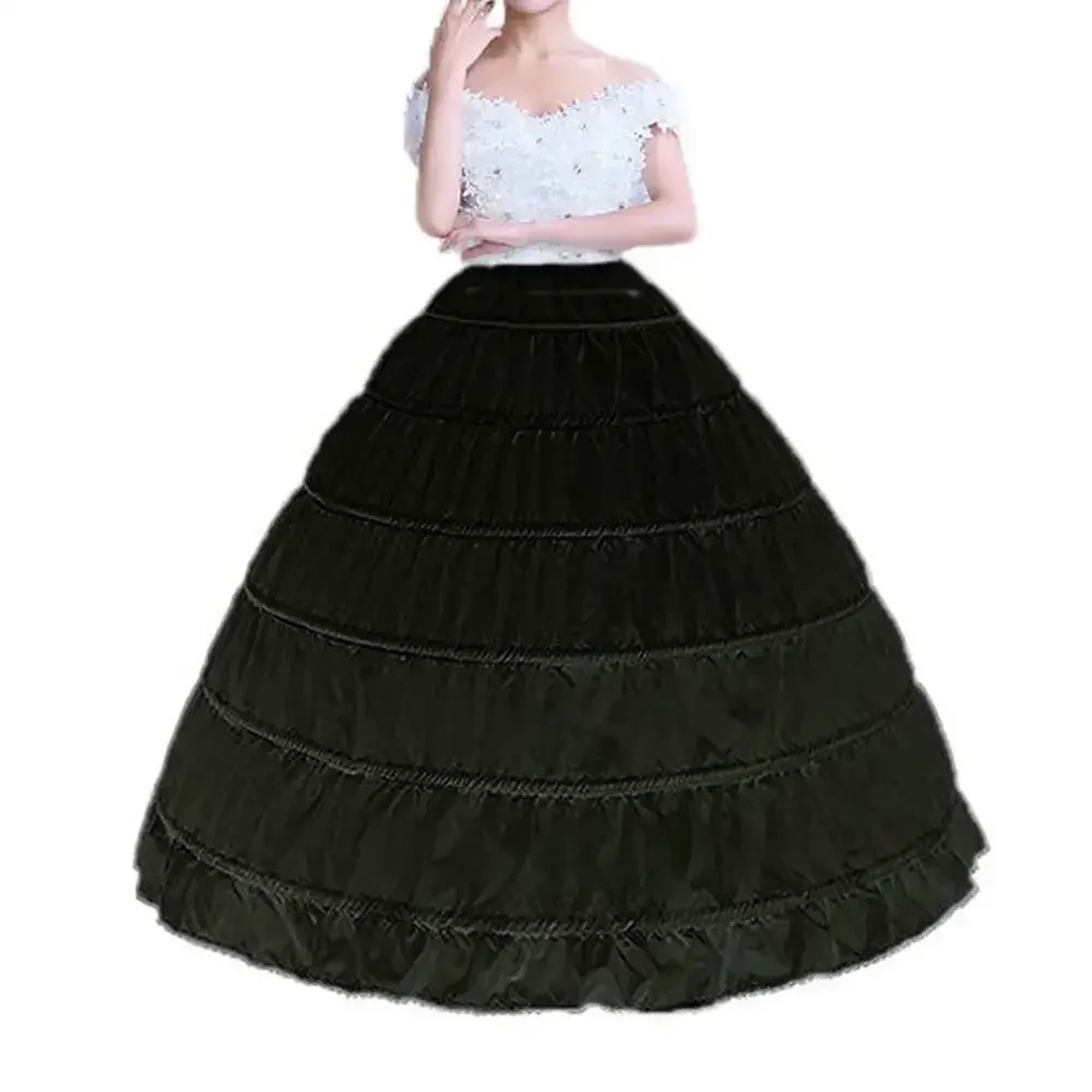 ผู้หญิง Crinoline 6 Hoops กระโปรง Ball Gown Petticoats Slips ความยาวเต็มรูปร่าง Underskirts สําหรับงานแต่งงานชุด