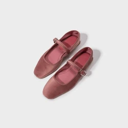 Flats Shoes for Women Casual Flat with Women's Square Head Ballet Single Shoes Pink Mary Jane Comfortable Shoe Chausures Femme