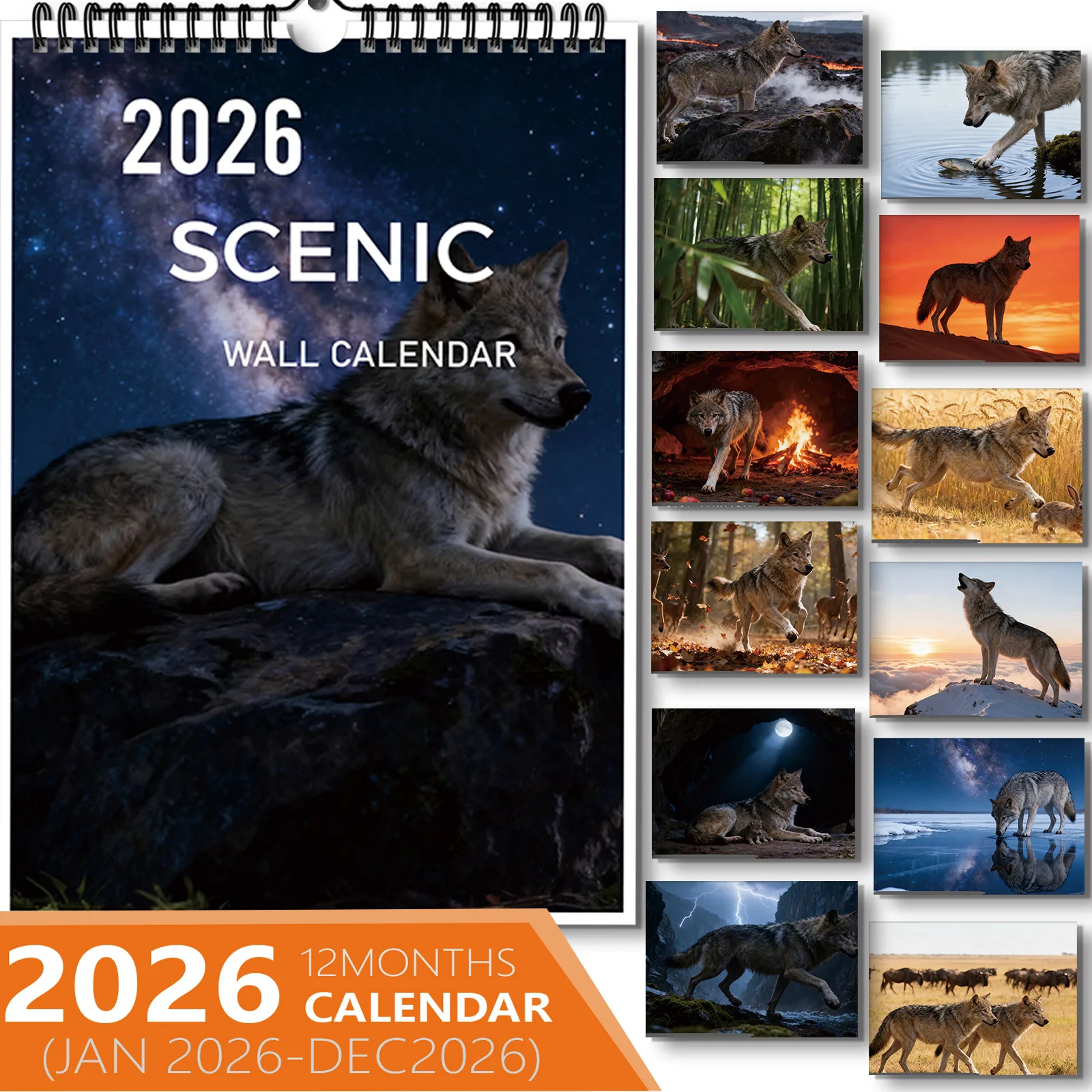 

Настенный календарь Majestic, 1 шт., подходит для декора гостиной для домашнего офиса, отлично подходит для любителей дикой природы, замечательный новогодний подарок