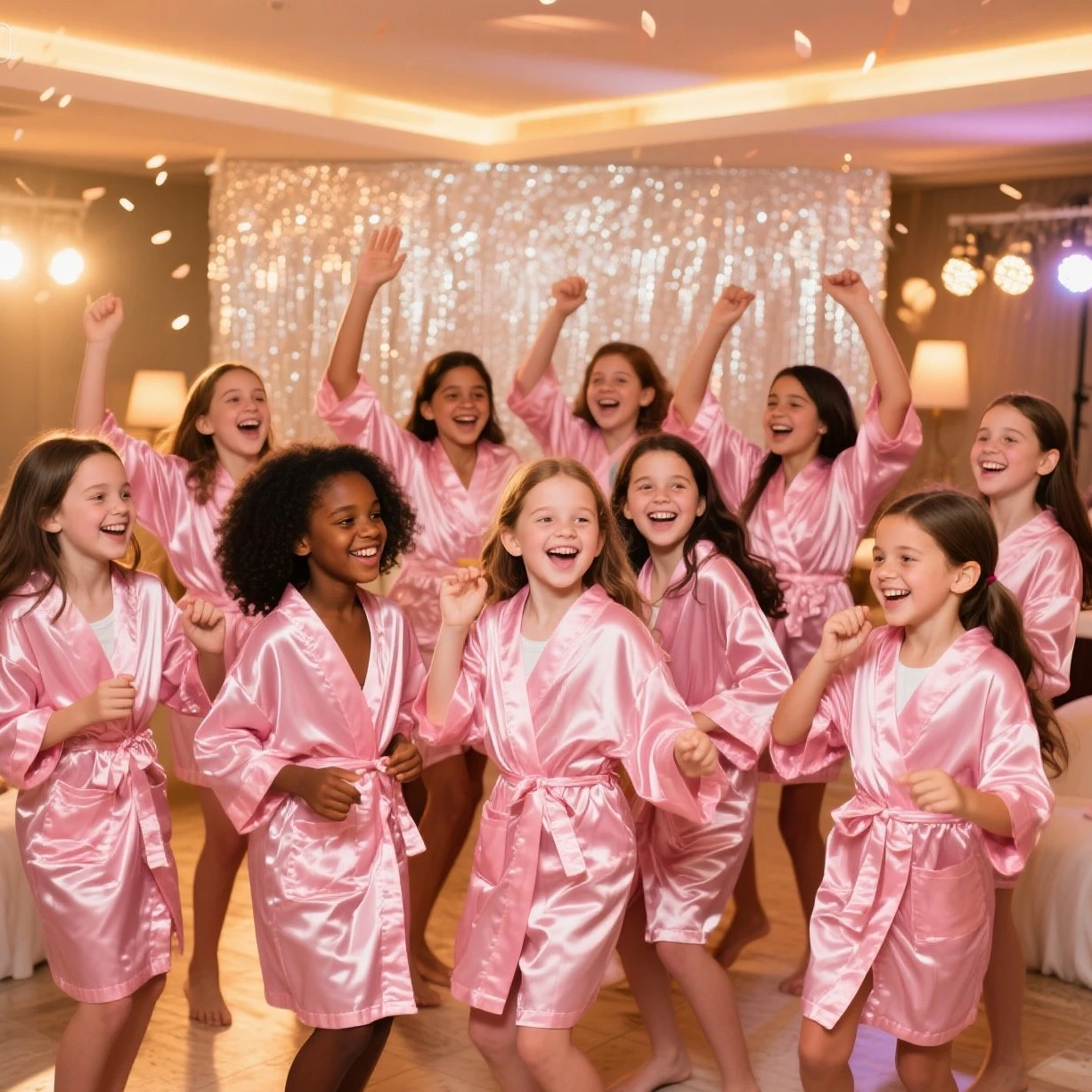 Robes de cetim para meninas, DIY Slumber Kimono Robe, Sleepover Party Favors com sacos de presente e chinelos de aniversário, Spa Party, 72 PCs, 12 PCs