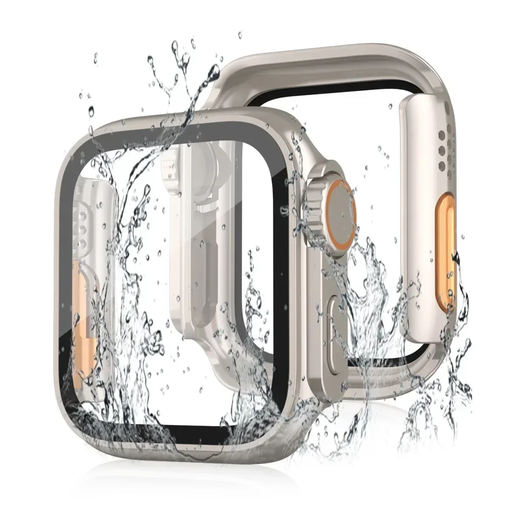 الزجاج المقسى + غطاء الكمبيوتر لساعة أبل سلسلة 9 8 7 4 5 6 SE 45 مللي متر 44 مللي متر فيلم الوفير واقي للشاشة أبل ساعة اكسسوارات #2