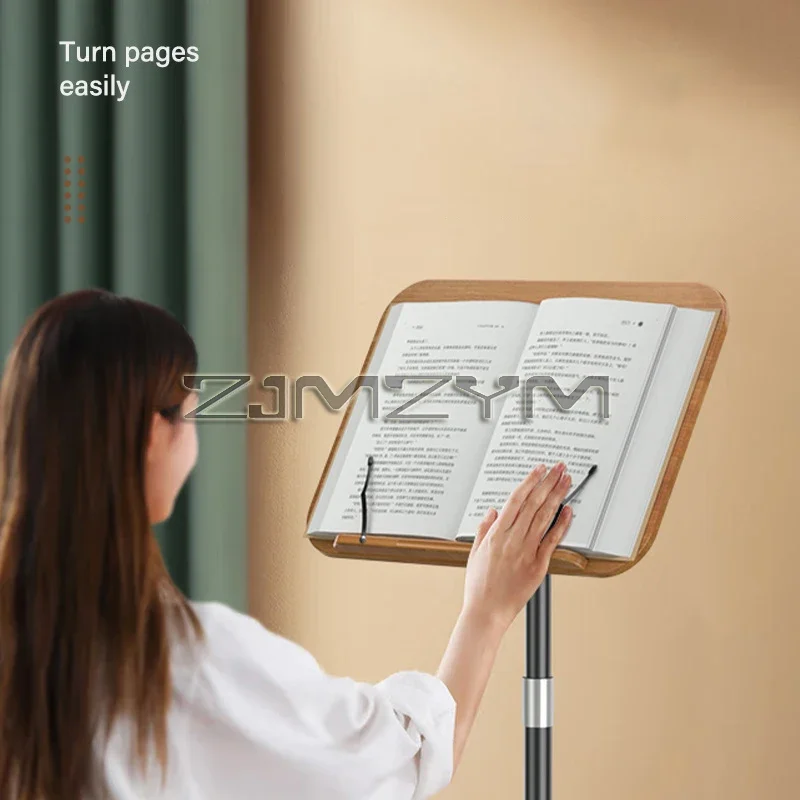 Wooden Book Stand Stable Base Rotated and Liftted Hands Free Holder Adjustable Height Cookbook Holder Sheet Music