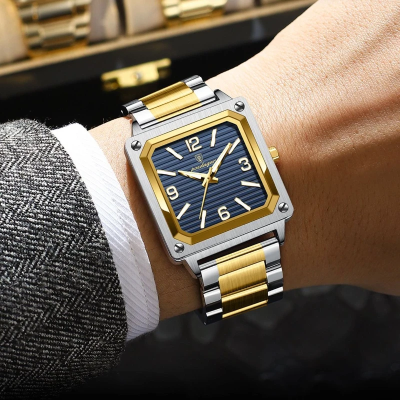 Fashion Business Watch Men Square Sport Waterproof Watches For Men Top Brand Luxury Military Quartz Chronograph Wristwatch