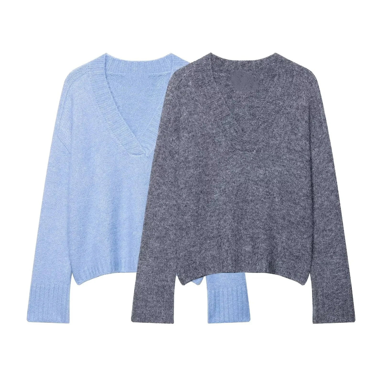 

2025 год в европейском и американском стиле, осенний новый классический стиль, простой универсальный мягкий пуловер с v-образным вырезом, вязаный свитер, универсальный