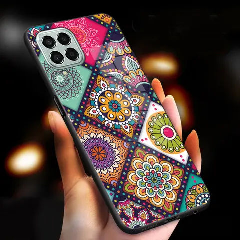 Vintage Glass Phone Case For Samsung Galaxy Quantum 3 M53 A12 M12 A42 5G M62 F62 A50s Ultra Anti Vibration Hard Protective Cover