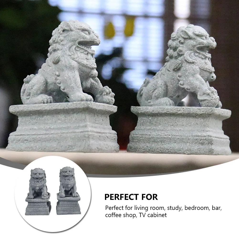 Lion Statue Feng Statues Shui Foo Guardian Dogs Mini Stone Lion Decor Chinese Style Lion Statue Desktop Feng Shui Adornment