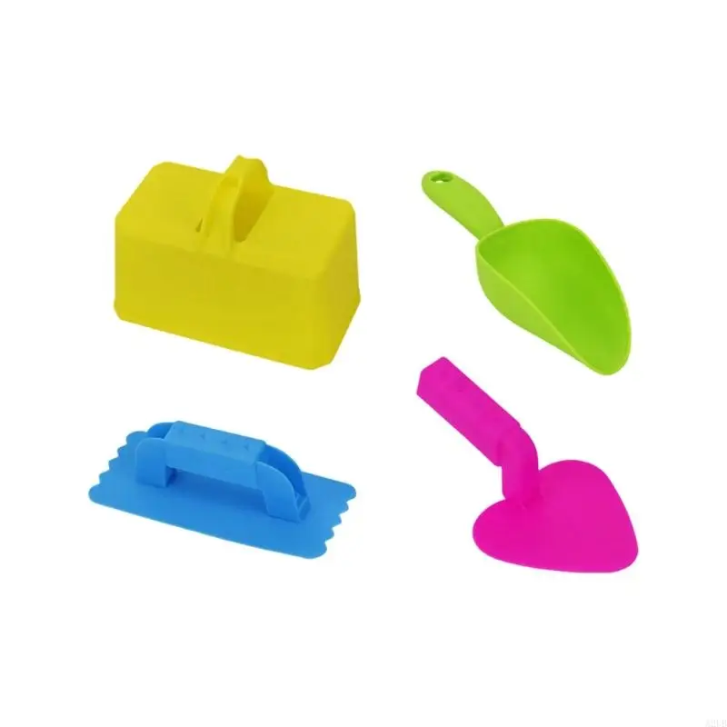 4Pcs Sand Play Building Set Sand Play Toy With Brick Mold Shovel Rake For Kids Beach Play Sandcastle Activity Props A2UB
