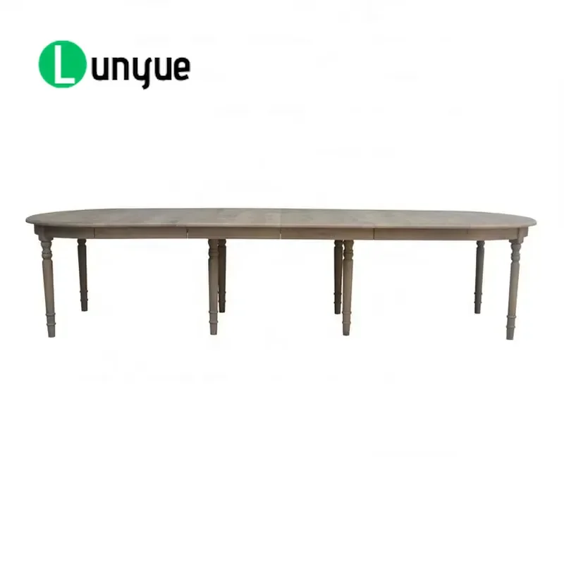 French Traditional Solid Oak Oval Retractable Dining Table For 10 Plus People Large Family Gathering Durable Wood Furniture