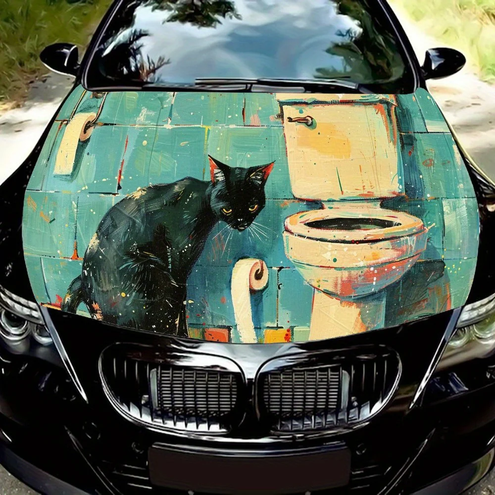 

Наклейки на капот автомобиля Naughty Cat Print, водонепроницаемые самоклеящиеся, устойчивые к царапинам, легко приклеиваемые, прочные автомобильные наклейки из ПВХ, автомобиль d