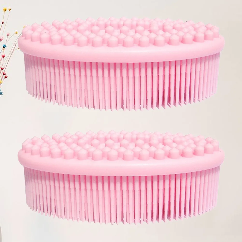 Silicone Bath Brush 2 Pack Soft Exfoliating Shower Scrubber for Body Face Cleansing and Dead Skin Removal