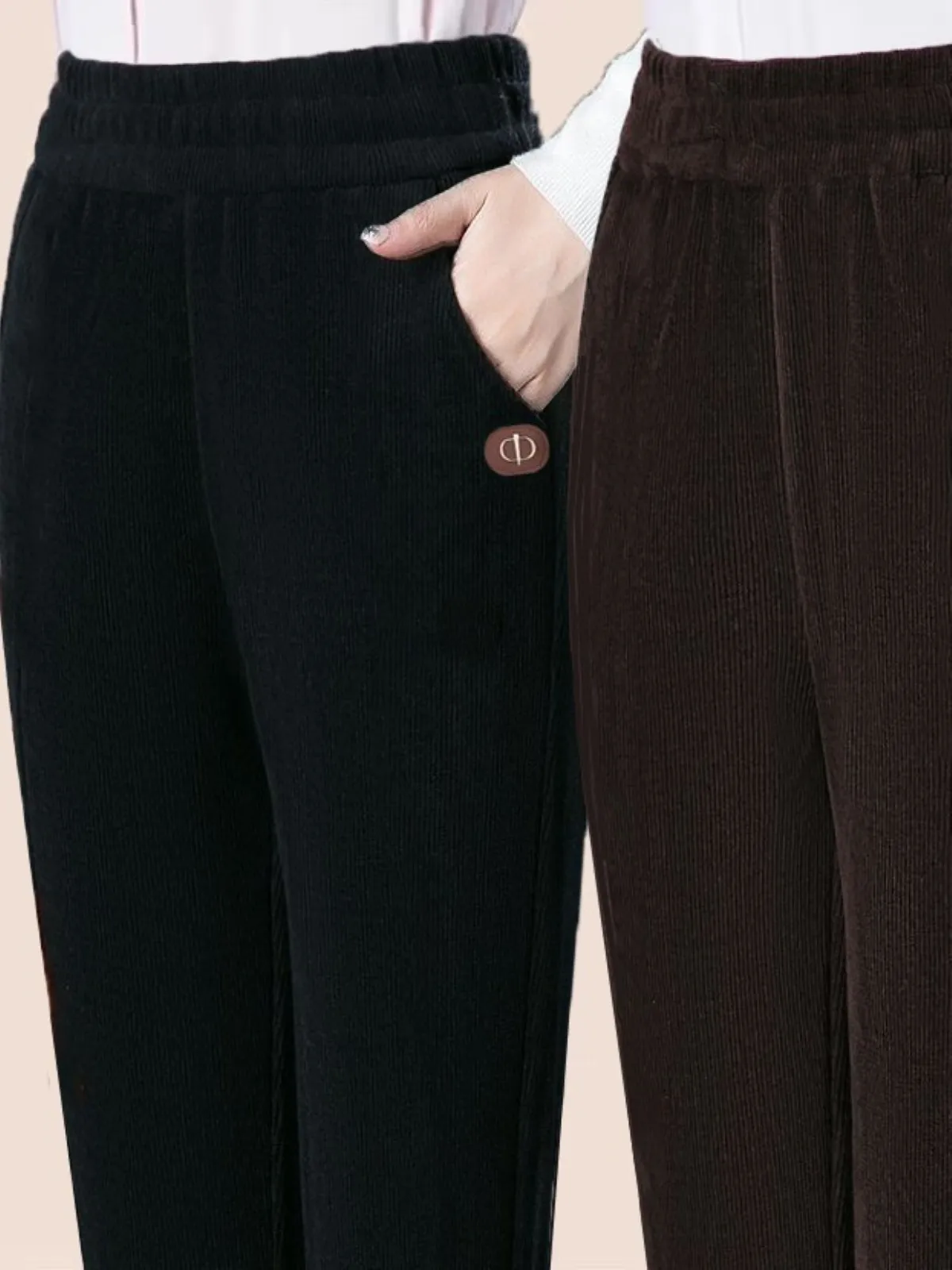 Thiened سروال قصير هارلان عالية الخصر الخريف الشتاء حجم كبير التخسيس أمي السراويل Fce اصطف السراويل النسائية العصرية #1