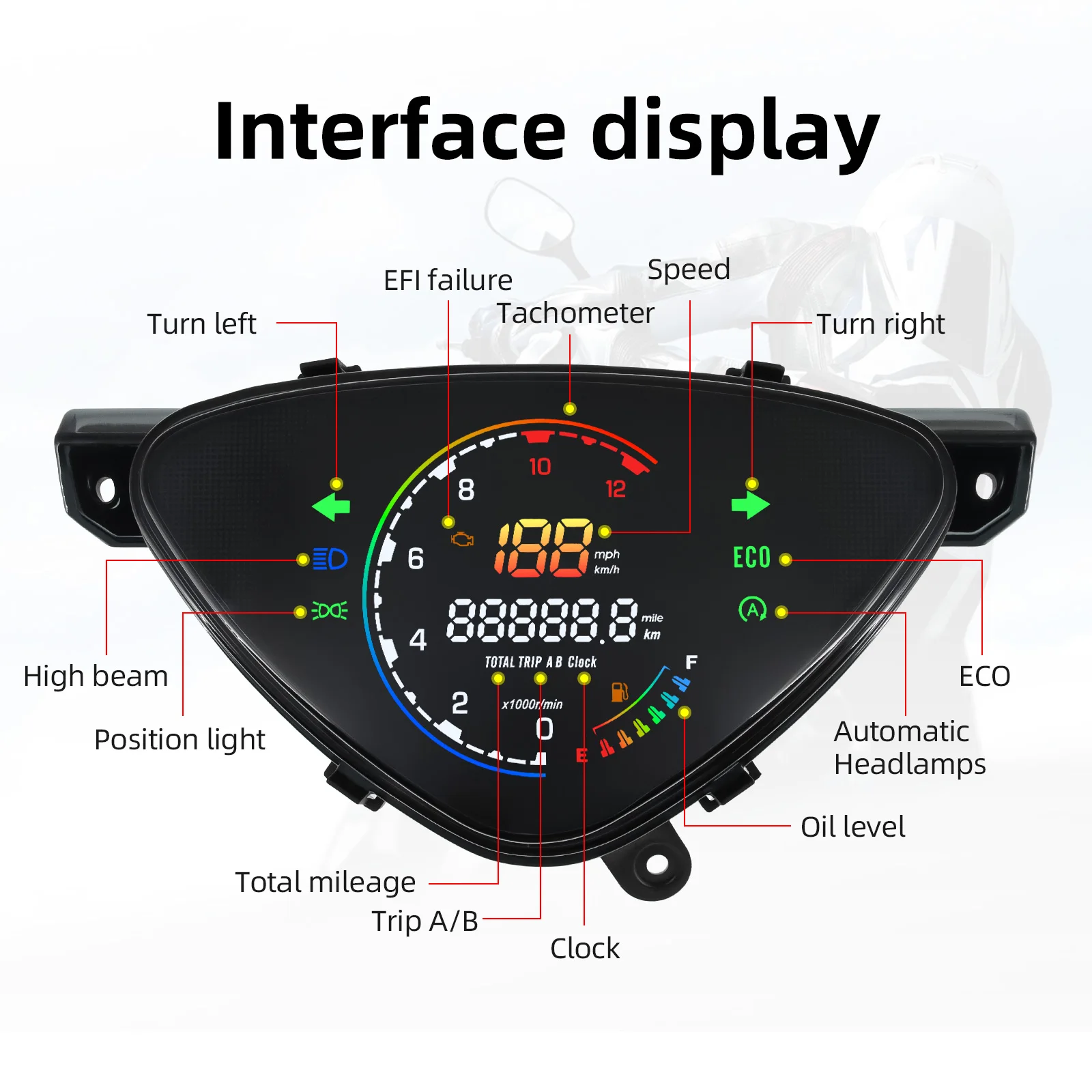 LED Speed Meter Motorcycles Odometer Tachometer Fuel Level Speedometer Fuel Level For YAMAHA Mio Sporty Mio Amore Mio Smile BJ