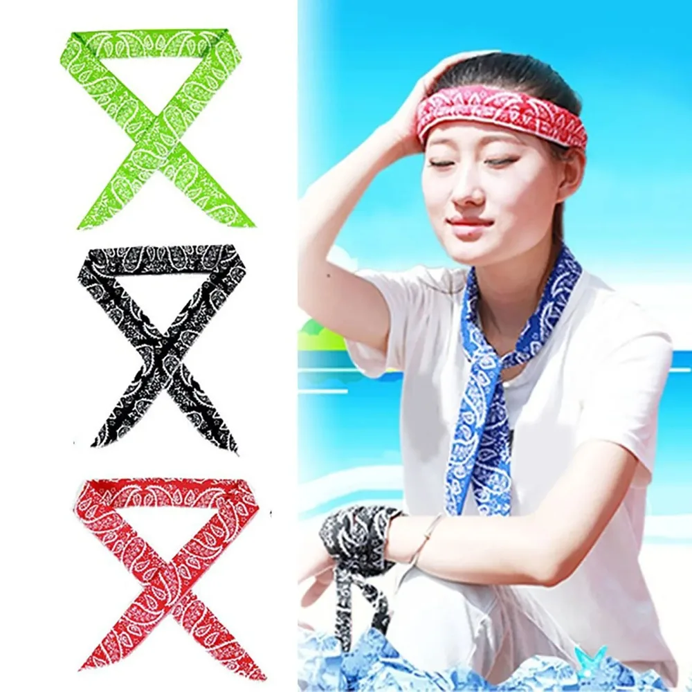 5Pcs Cool Scarf Neck Wrap Cooling Bandana Scarf Instant Cooling Outdoor Sports Headband Chill Ice Sports Towel Wristband