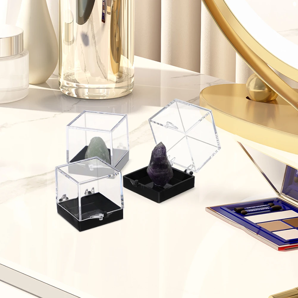 

10 Pcs Transparent Display Box Cube Storage Inserts Cake Mold Black Plastic Mineral Specimen Case