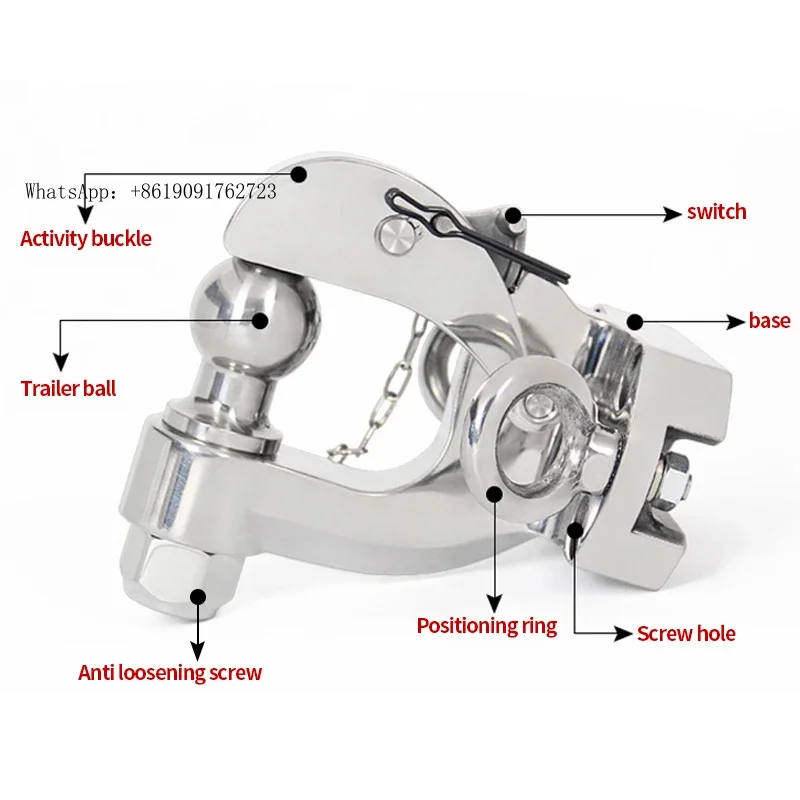 

ZAIQU Heavy Duty Stainless Steel Trailer Hitch 105x55mm Install Hole Off-road Refit Tow Hook Parts PRADO Car Accessories