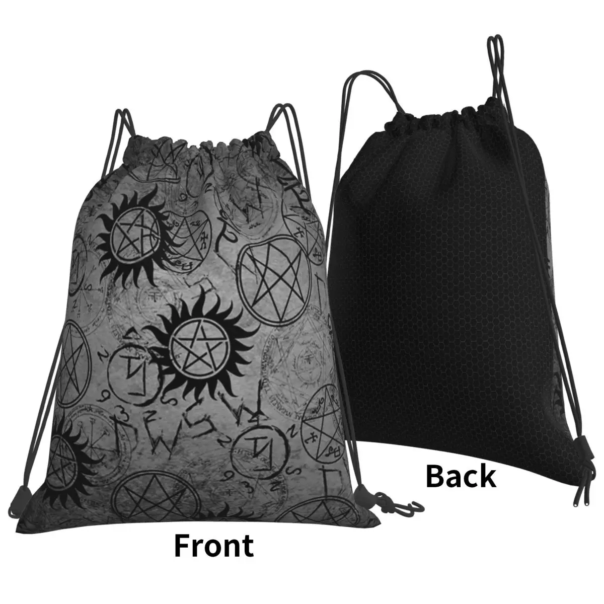 Supernatural Grey Backpacks Fashion Drawstring Bags Storage Bag Book Bags for Man Woman Students