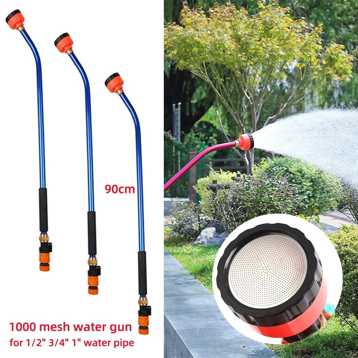 

90cm Long 1000 Mesh Pole Water Gun Agricultural Greenhouse Seedling Sprayer Garden Nursery Spray Gun for 1/2" 3/4" 1" Water Pipe