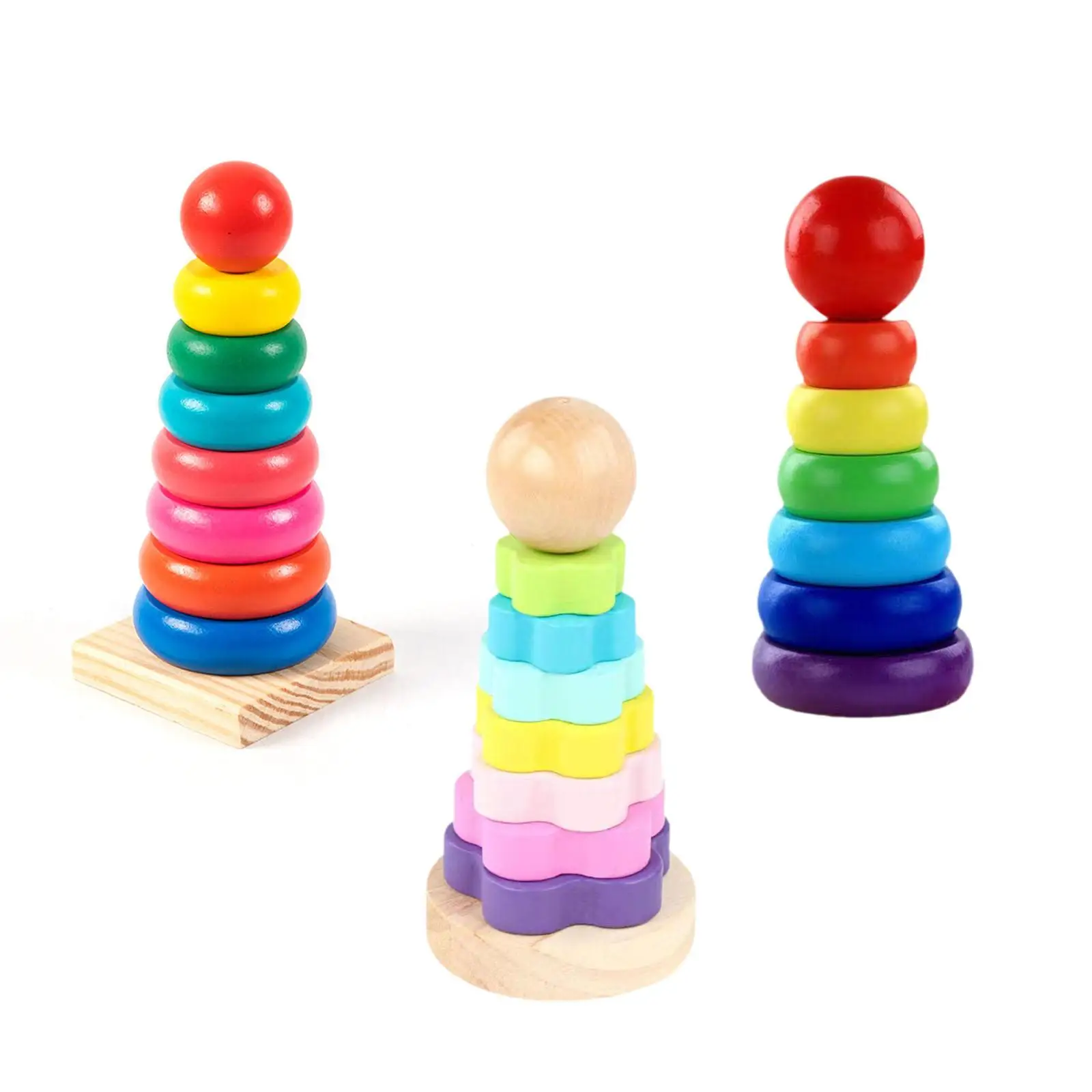 Brinquedo sensorial colorido arco-íris para crianças, Bebê empilhamento brinquedo, Meninos e meninas