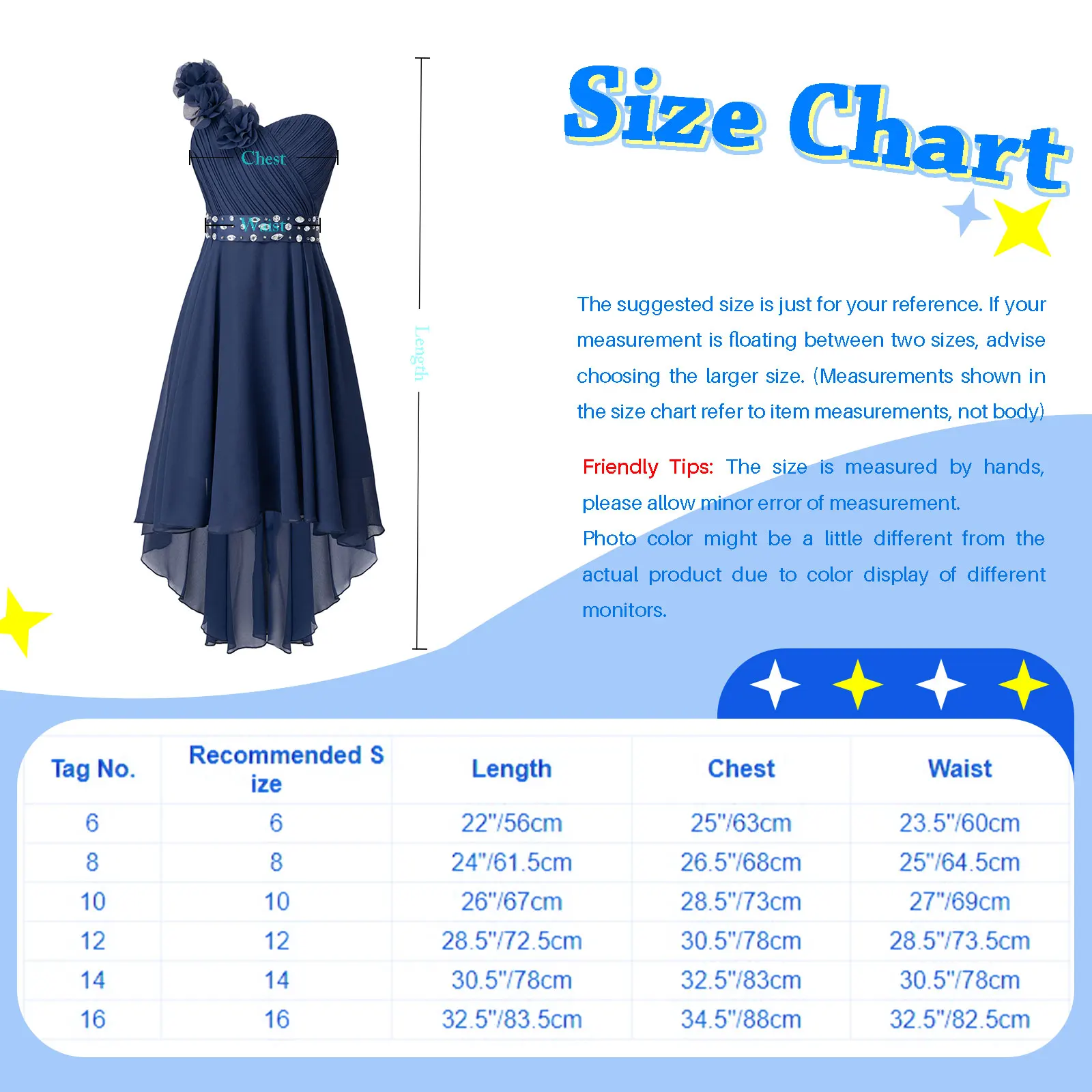 3D Applique Party Dress Kids Girls One-Shoulder Ruched Asymmetrical Hem Dress with Detachable Rhinestone Sash for Wedding