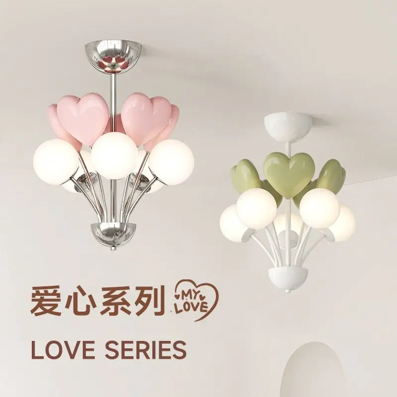 Cream wind children's room study love chandelier Nordic modern minimalist personality creative decorative lights