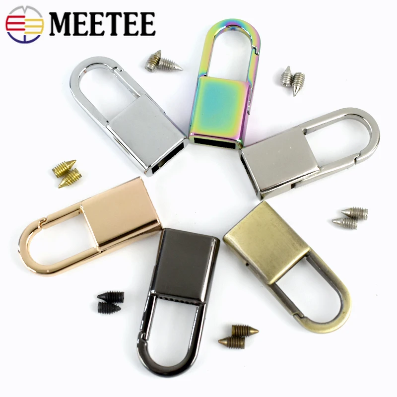 Meetee 5/10Pcs Metal Bag Side Clip Buckles Screw Chain Handles Hang Hook DIY Luggage Strap Band Buckle Hardware Accessory BF438