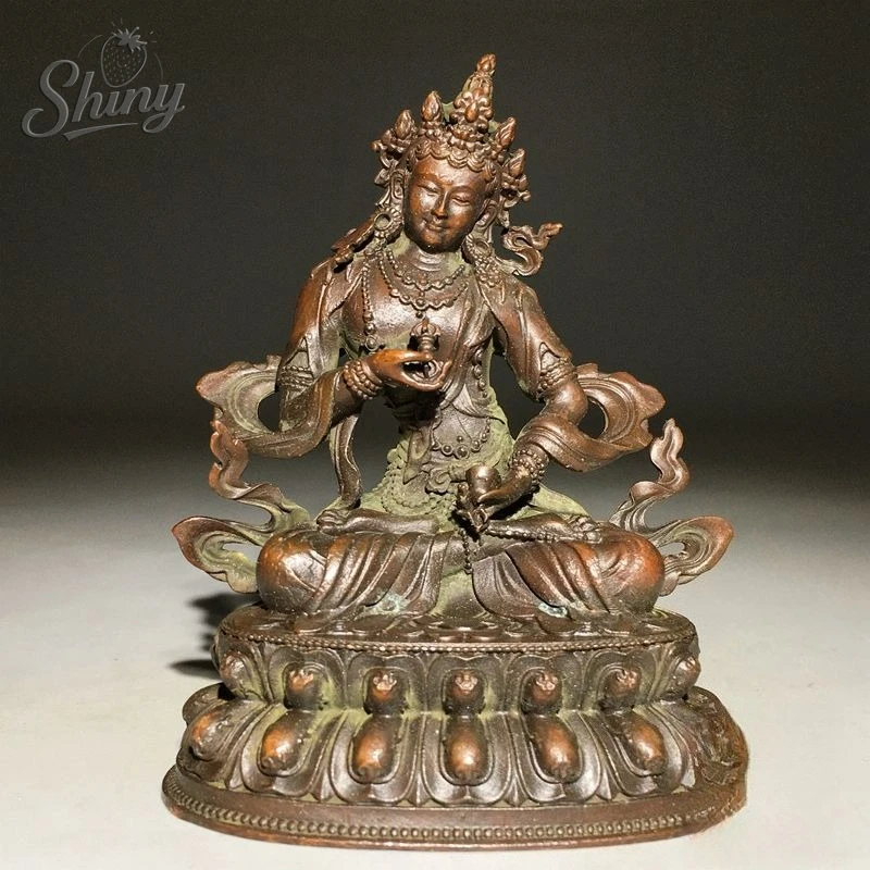 Antigo tibetano budista vajrasattva estátua de cobre artefatos budistas santuário monge oferecendo decoração de casa