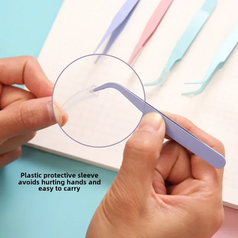 Multifunctional Stainless Steel Tweezers Eyelash Tweezers Straight Curved Pointed Tip Eyelash Tweezers with Protective Cover New
