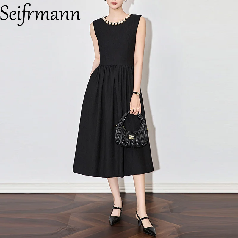 Seifrmann – robe mi-longue sans manches pour femmes, couleur unie, Slim, longue, élégante, vêtements de soirée en boîte de nuit, nouvelle collection printemps été 2025