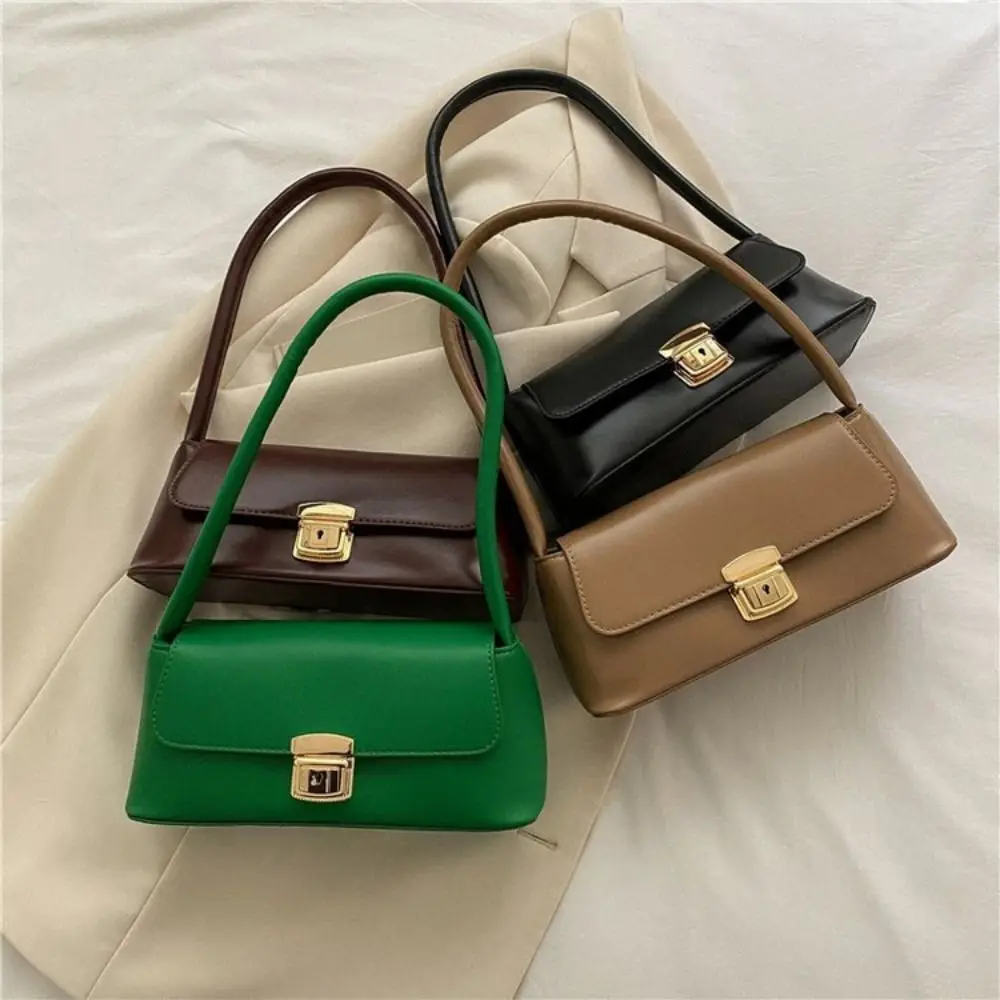

Trendy Vintage French Stick Bag Large Capacity Fashion PU Leather Shoulder Bag French Style Handbag Rectangle Armpit Bag Girls