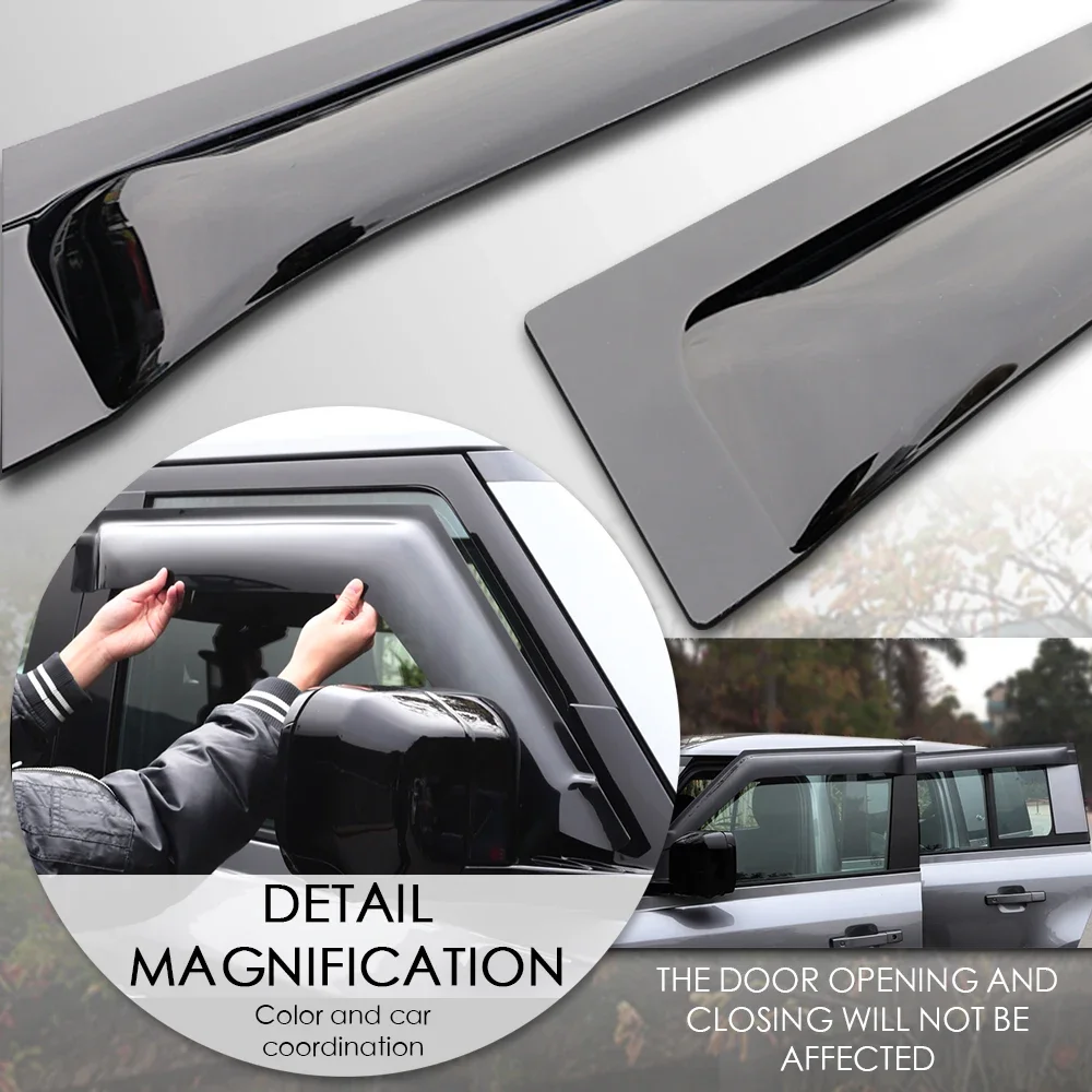 4Pcs Windows Vent Visors Rain Guard Sun Shield Deflectors For Land Rover Defender 110 130 2020 Car Accessories