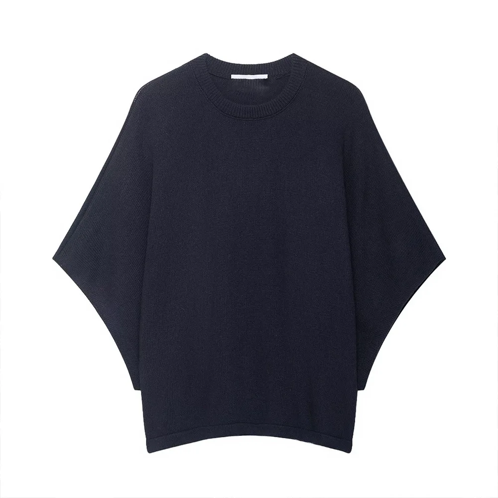 

2025 ранняя осень, новый европейский и американский стиль, повседневный стиль, свободная ленивая трикотажная рубашка с короткими рукавами и круглым вырезом