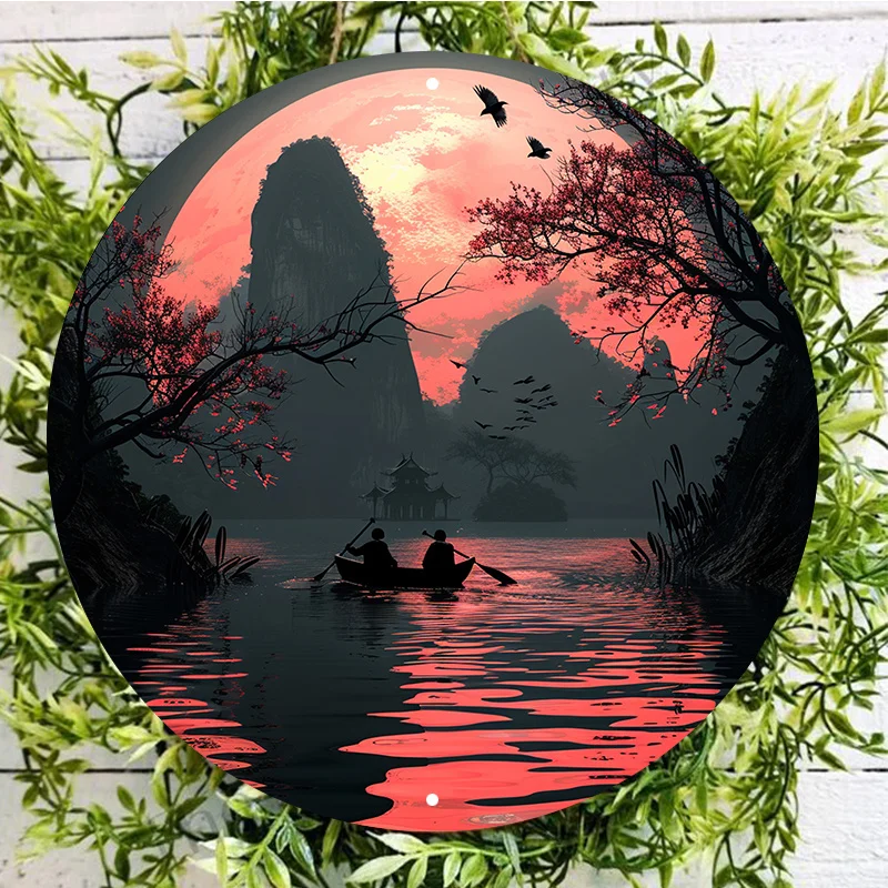 

Aluminum Sunset Lake View Sign, UV and Scratch Resistant Easy to Hang Outdoor and Indoor Decor Garden Decorations Wall Art 8x8in