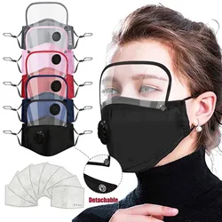 Adults Washable Reusable Face Mask With Filter And Detachable Eye Shield Outdoor Dust-Proof Face Protective Mask Washable Mask