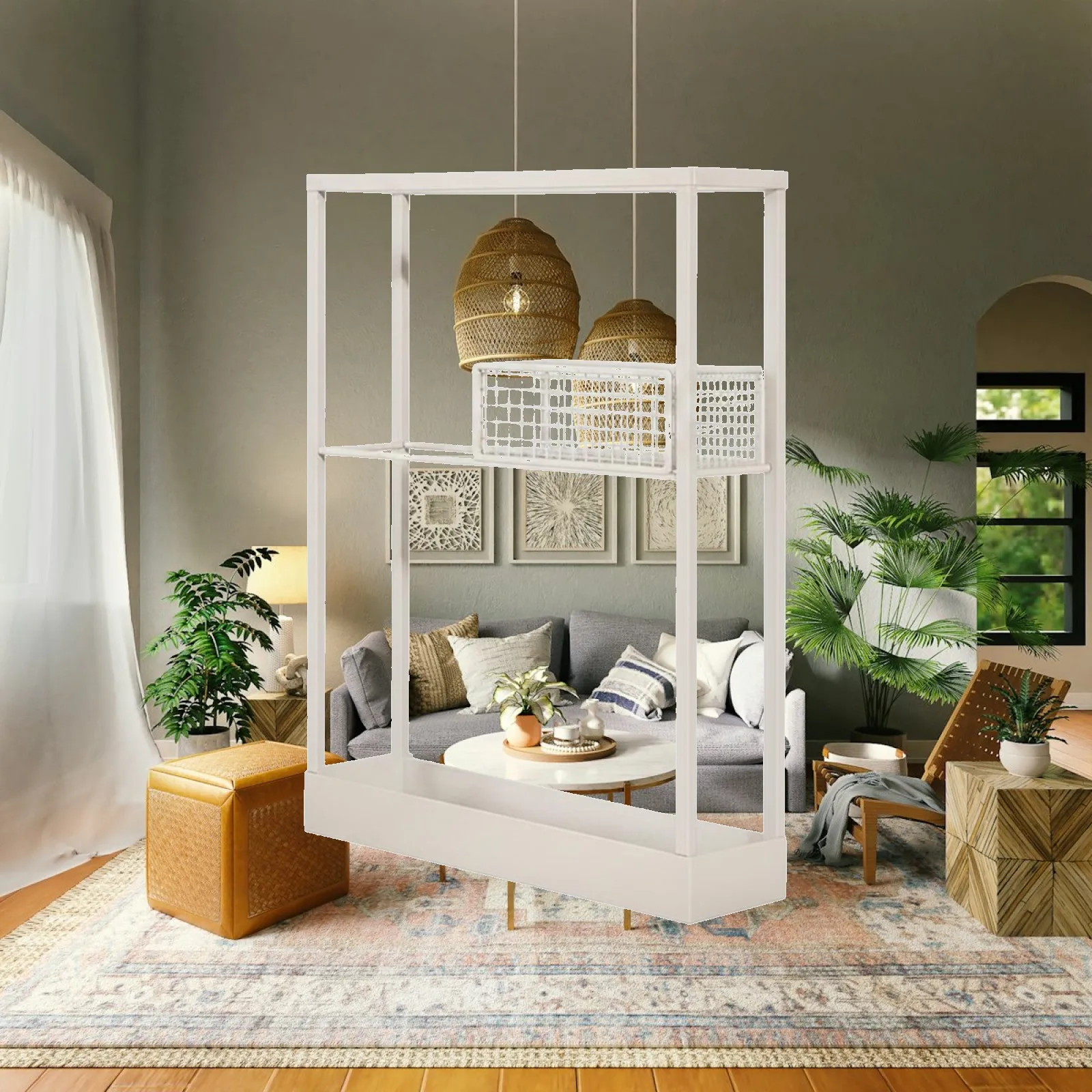 Sturdy Iron Narrow Umbrella Stand with Side Basket for Entryway Hallway Storage and Drip Tray