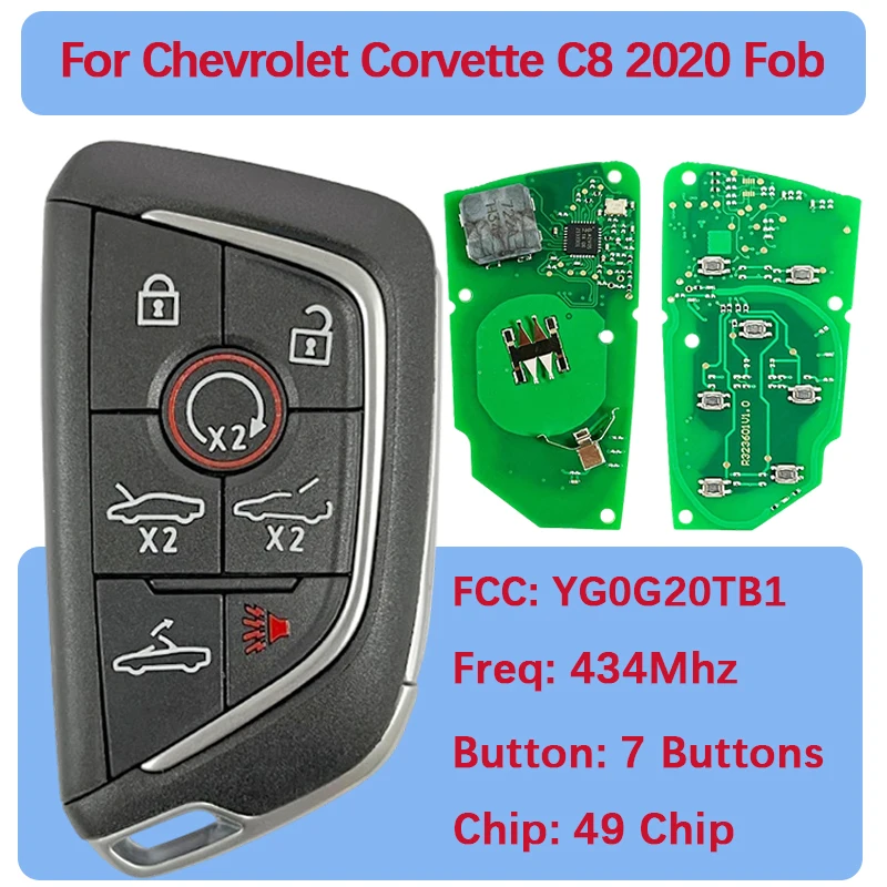 

CN014114 Aftermarket Smart Key 7 Button 49 Chip 434Mhz 13538852 13547762 13554499 FCC YG0G20TB For Chevrolet Corvette C8 20201