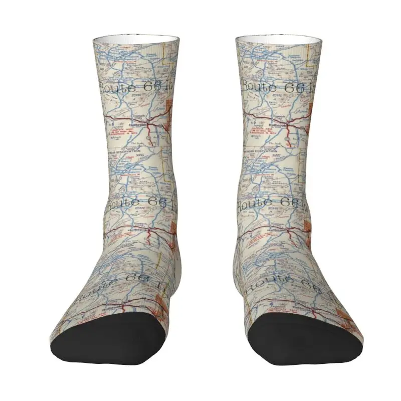 Route 66 Road Map New Mexico Dress Socks for Men Women Warm Fashion Novelty U.S Highways Crew Socks