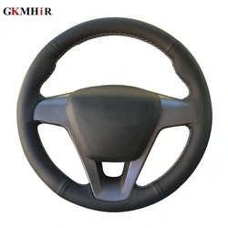 Car Steering Wheel Covers for Lada Vesta 2015 2016 2017 DIY Black Artificial Leather Hand-stitched Steering Wheel Cover