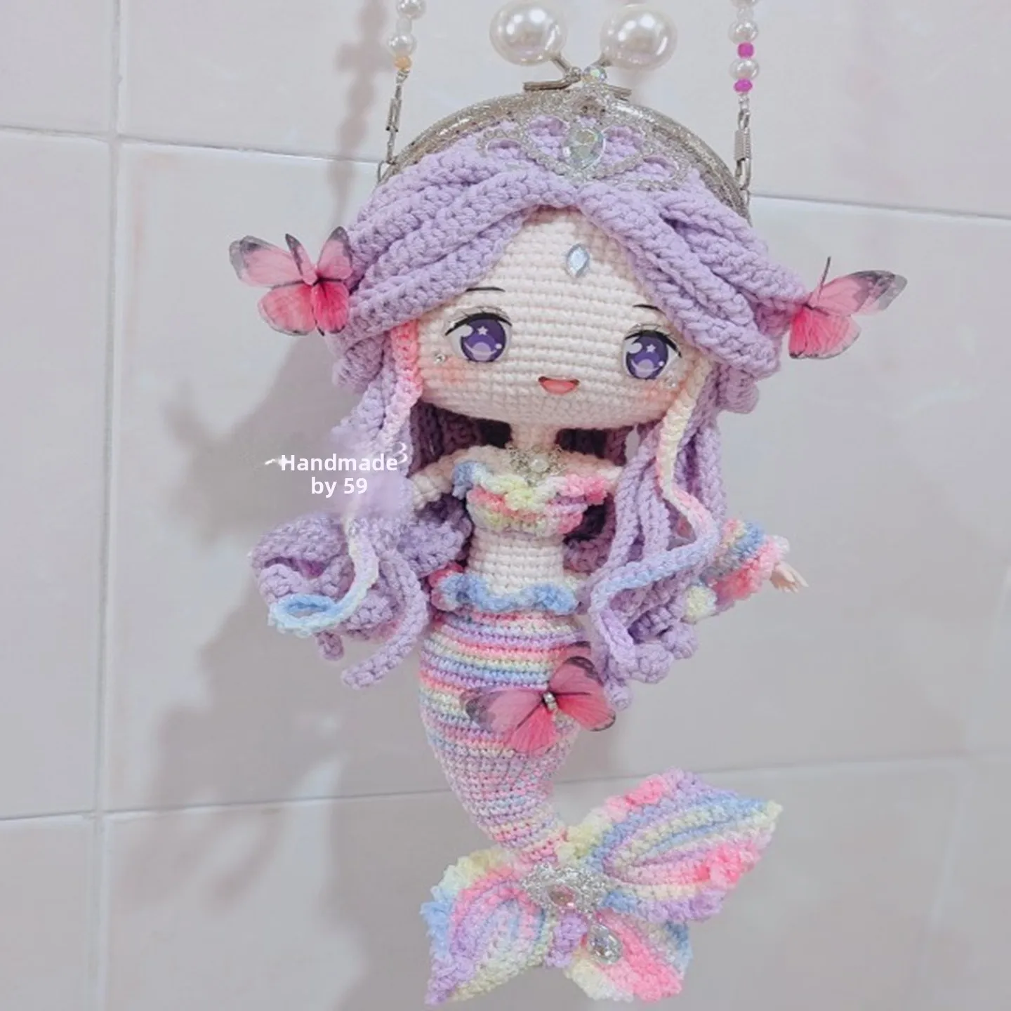 hanrted-yarn-doll-hook-needle-purple-clutch-coin-purse-crossbody-bag-mermaid-doll-creative-gift-for-women