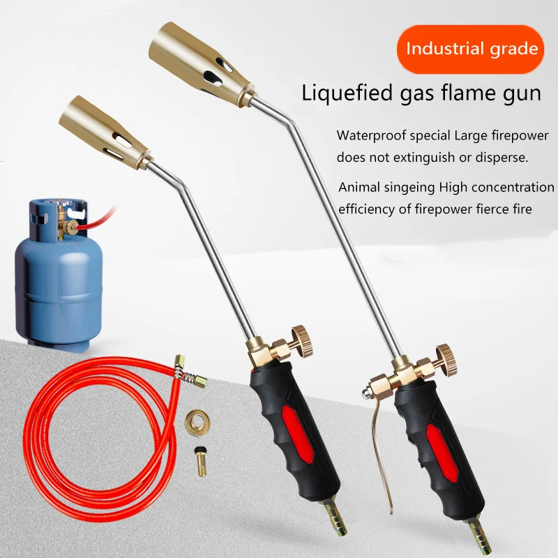 Flamethrower Liquefied Gas Torch With Hose Portable Household Welding Torch Burning Pig Hair Heat Thawing Baking BBQ Flame Torch