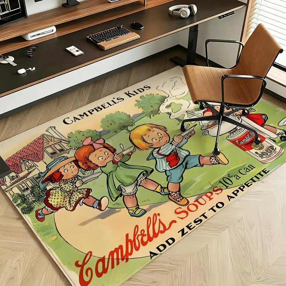 Food C-Campbell's Floor Mat Soft Flannel Floor Mat  Suitable for Entryways, Living Rooms, Bedrooms, and Bathrooms