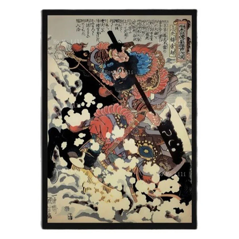 Japanese Print Ukiyoe Suikoden Samurai Fighting Nine Tailed Fox Demon Poster Canvas Wall Art For Livingroom Bedroom Decor